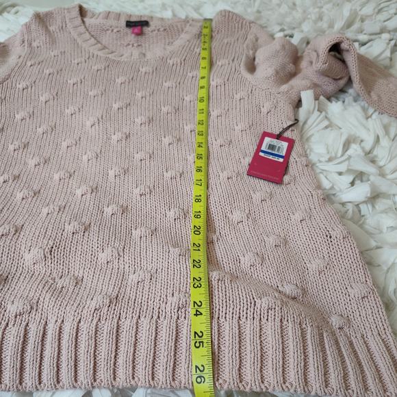 VINCE CAMUTO CABLE KNIT SWEATER 100% COTTON WOMEN XL PULLOVER PINK NWT  MSRP$90 - Picture 11 of 12